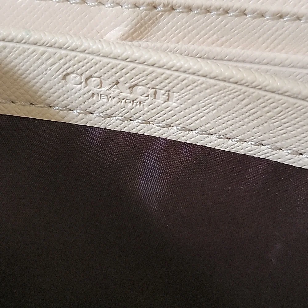Coach Signature Canvas Zip Around Long Wallet Brown Tan Gold Hardware Oval Logo